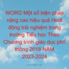 WORD Một số biện pháp nâng cao hiệu quả Hoạt động trải nghiệm trong trường Tiểu học Theo Chương trình giáo dục phổ thông 2018 NĂM 2023-2024