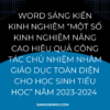 WORD SÁNG KIẾN KINH NGHIỆM “MỘT SỐ KINH NGHIỆM NÂNG CAO HIỆU QUẢ CÔNG TÁC CHỦ NHIỆM NHẰM GIÁO DỤC TOÀN DIỆN CHO HỌC SINH TIỂU HỌC” NĂM 2023-2024