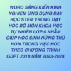 WORD SÁNG KIẾN KINH NGHIỆM ỨNG DỤNG DẠY HỌC STEM TRONG DẠY HỌC BỘ MÔN KHOA HỌC TỰ NHIÊN LỚP 6 NHẰM GIÚP HỌC SINH HỨNG THÚ HƠN TRONG VIỆC HỌC THEO CHƯƠNG TRÌNH GDPT 2018 NĂM 2023-2024