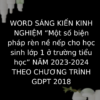 WORD SÁNG KIẾN KINH NGHIỆM “Một số biện pháp rèn nề nếp cho học sinh lớp 1 ở trường tiểu học” NĂM 2023-2024 THEO CHƯƠNG TRÌNH GDPT 2018