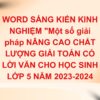 WORD SÁNG KIẾN KINH NGHIỆM "Một số giải pháp NÂNG CAO CHẤT LƯỢNG GIẢI TOÁN CÓ LỜI VĂN CHO HỌC SINH LỚP 5 NĂM 2023-2024