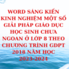 WORD SÁNG KIẾN KINH NGHIỆM MỘT SỐ GIẢI PHÁP GIÁO DỤC HỌC SINH CHƯA NGOAN Ở LỚP 8 THEO CHƯƠNG TRÌNH GDPT 2018 NĂM HỌC 2023-2024