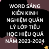 WORD SÁNG KIẾN KINH NGHIỆM QUẢN LÝ LỚP TIỂU HỌC HIỆU QUẢ NĂM 2023-2024