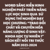 WORD SÁNG KIẾN KINH NGHIỆM PHÁT TRIỂN NĂNG LỰC HỌC SINH QUA  SỬ DỤNG THÍ NGHIỆM DẠY HỌC CHƯƠNG: “TRAO ĐỔI CHẤT VÀ CHUYỂN HÓA NĂNG LƯỢNG Ở SINH VẬT- KHOA HỌC TỰ NHIÊN 7" SÁCH KẾT NỐI TRI THỨC NĂM 2023-2024