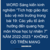 WORD Sáng kiến kinh nghiệm “Tích hợp giáo dục bảo vệ môi trường trong bài 19: Các yếu tố ảnh hưởng đến quang hợp môn Khoa học tự nhiên 7” NĂM 2022-2023 * KHÔNG CÓ TRÊN MẠNG