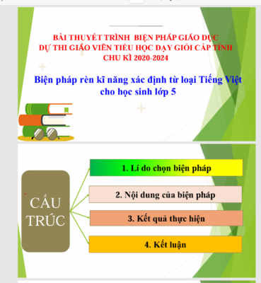 POWERPOINT BÁO CÁO Biện pháp rèn kĩ năng xác định từ loại Tiếng Việt cho học sinh lớp 5 NĂM 2023-2024
