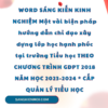 WORD SÁNG KIẾN KINH NGHIỆM Một vài biện pháp hướng dẫn chỉ đạo xây dựng lớp học hạnh phúc tại trường Tiểu học THEO CHƯƠNG TRÌNH GDPT 2018 NĂM HỌC 2023-2024 * CẤP QUẢN LÝ TIỂU HỌC