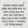 WORD SÁNG KIẾN KINH NGHIỆM Một số biện pháp dạy thơ hiện đại Việt Nam hiệu quả ở lớp 9 NĂM 2022-2023 * KHÔNG CÓ TRÊN MẠNG