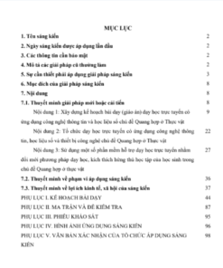 SKKN Xây dựng kế hoạch và tổ chức dạy học có ứng dụng công nghệ thông tin và học liệu số nhằm nâng cao chất lượng và hiệu quả dạy học trực tuyến chủ đề Quang hợp ở Thực vật chương trình Sinh học lớp 11 cơ bản