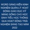 WORD SÁNG KIẾN KINH NGHIỆM QUẢN LÝ HOẠT ĐỘNG GIÁO DỤC KỸ NĂNG SỐNG CHO HỌC SINH TIỂU HỌC THÔNG QUA HOẠT ĐỘNG TRẢI NGHIỆM SÁNG TẠO NĂM 2022