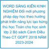 WORD SÁNG KIẾN KINH NGHIỆM Đổi mới phương pháp dạy học theo hướng phát triển năng lực tạo hứng thú học Toán cho học sinh lớp 2 Bộ sách Cánh Diều Theo CT GDPT 2018 NĂM 2023-2024