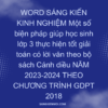 WORD SÁNG KIẾN KINH NGHIỆM Một số biện pháp giúp học sinh lớp 3 thực hiện tốt giải toán có lời văn theo bộ sách Cánh diều NĂM 2023-2024 THEO CHƯƠNG TRÌNH GDPT 2018