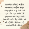 WORD SÁNG KIẾN KINH NGHIỆM “Biện pháp phát huy tính tích cực của học sinh” để giúp các em học sinh học tốt môn Tự nhiên và xã hội lớp 3 (theo bộ sách Cánh diều).