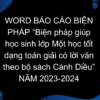 WORD BÁO CÁO BIỆN PHÁP “Biện pháp giúp học sinh lớp Một học tốt dạng toán giải có lời văn theo bộ sách Cánh Diều” NĂM 2023-2024