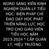 WORD SÁNG KIẾN KINH NGHIỆM QUẢN LÝ TIỂU HỌC: BIỆN PHÁP CHỈ ĐẠO DẠY HỌC PHÁT TRIỂN NĂNG LỰC HỌC TRÒ CHO GIÁO VIÊN TIỂU HỌC NĂM 2023-2024 * CẤP QUẢN LÝ, HIỆU TRƯỞNG