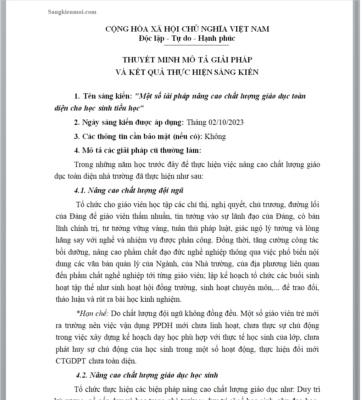 WORD Một số iải pháp nâng cao chất lượng giáo dục toàn diện cho học sinh tiểu học NĂM 2023-2024 * KHÔNG CÓ TRÊN MẠNG