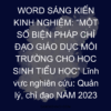 WORD SÁNG KIẾN KINH NGHIỆM: “MỘT SỐ BIỆN PHÁP CHỈ ĐẠO GIÁO DỤC MÔI TRƯỜNG CHO HỌC SINH TIỂU HỌC” Lĩnh vực nghiên cứu: Quản lý, chỉ đạo NĂM 2023