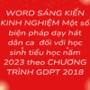 WORD SÁNG KIẾN KINH NGHIỆM Một số biện pháp dạy hát dân ca  đối với học sinh tiểu học năm 2023 theo CHƯƠNG TRÌNH GDPT 2018