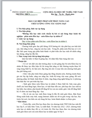 WORD + POWERPOINT SÁNG KIẾN KINH NGHIỆM “Hướng dẫn học sinh cách chuẩn bị bài có nội dung thực hành thí nghiệm – phân môn Hóa học – môn Khoa học tự nhiên 6” SÁCH CHÂN TRỜI SÁNG TẠO NĂM 2023-2024