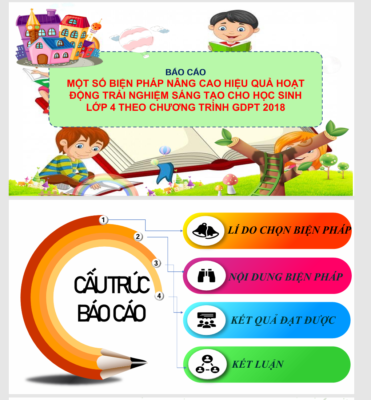POWERPOINT BÁO CÁO MỘT SỐ BIỆN PHÁP NÂNG CAO HIỆU QUẢ HOẠT ĐỘNG TRẢI NGHIỆM SÁNG TẠO CHO HỌC SINH LỚP 4 THEO CHƯƠNG TRÌNH GDPT 2018 SÁCH KẾT NỐI TRI THỨC NĂM 2023-2024