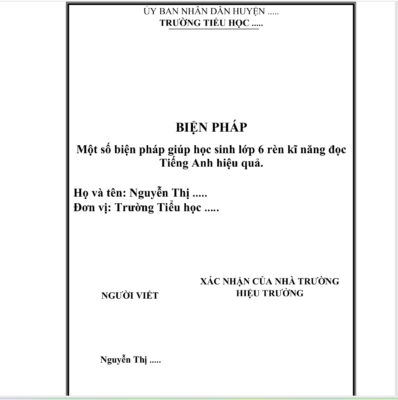 WORD BIỆN PHÁP Một số biện pháp giúp học sinh lớp 6 rèn kĩ năng đọc Tiếng Anh hiệu quả *SÁCH Tiếng Anh 6 Global Success NĂM 2023