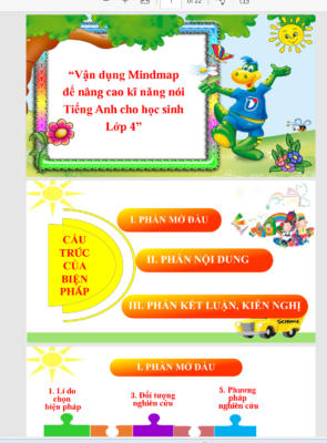 POWERPOINT “Vận dụng Mindmap để nâng cao kĩ năng nói Tiếng Anh cho học sinh  Lớp 4” NĂM 2023-2024