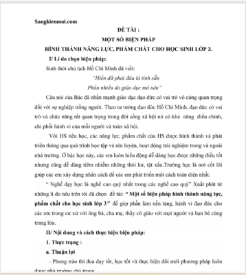 WORD + POWERPOINT “ Một số biện pháp hình thành năng lực, phẩm chất cho học sinh lớp 3” THEO CHƯƠNG TRÌNH GDPT 2018 NĂM 2024-2025