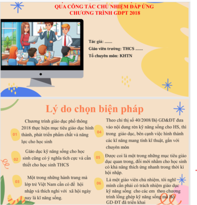 WORD + POWERPOINT BÁO CÁO TÊN BIỆN PHÁP GIÁO DỤC KỸ NĂNG SỐNG CHO HỌC SINH THCS QUA CÔNG TÁC CHỦ NHỆM ĐÁP ỨNG  CHƯƠNG TRÌNH GDPT 2018 NĂM 2023-2024 * KHÔNG CÓ TRÊN MẠNG