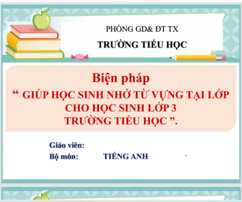 POWERPOINT Biện pháp “GIÚP HỌC SINH NHỚ TỪ VỰNG TẠI LỚP CHO HỌC SINH LỚP 3 TRƯỜNG TIỂU HỌC ” NĂM 2023-2024 * CHUẨN ĐẸP