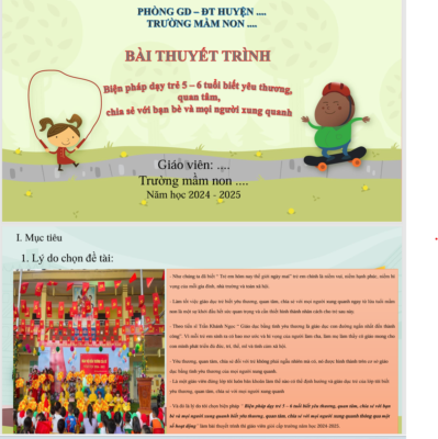 POWERPOINT BÁO CÁO Biện pháp dạy trẻ 5 – 6 tuổi biết yêu thương, quan tâm, chia sẻ với bạn bè và mọi người xung quanh NĂM 2024-2025