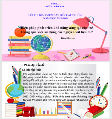 POWERPOINT BÁO CÁO “Một số Biện pháp phát triển khả năng sáng tạo của trẻ thông qua việc sử dụng các nguyên vật liệu mở” NĂM 2024-2025