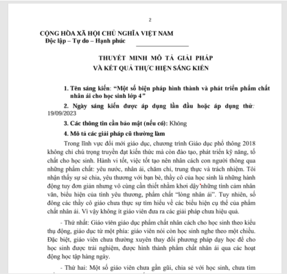 WORD Một số biện pháp hình thành và phát triển phẩm chất nhân ái cho học sinh lớp 4 năm 2023-2024 * KHÔNG CÓ TRÊN MẠNG