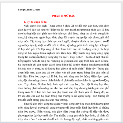 WORD “Một số biện pháp tiếp tục chỉ đạo hoạt động dạy học theo định hướng phát triển năng lực cho học sính đáp ứng chương trình giáo dục phổ thông 2018 ở trường Tiểu học” NĂM 2023