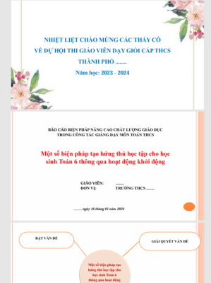 WORD + POWERPOINT Sáng kiến kinh nghiệm môn Toán 6 CHỦ ĐỀ: HOẠT ĐỘNG KHỞI ĐỘNG NĂM 2023-2024 * KHÔNG CÓ TRÊN MẠNG
