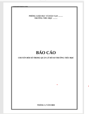 WORD BÁO CÁO CHUYỂN ĐỔI SỐ TRONG QUẢN LÝ HỒ SƠ TRƯỜNG TIỂU HỌC NĂM 2023-2024 **DÀNH CHO HIỆU TRƯỞNG, QUẢN LÝ* KHÔNG CÓ TRÊN MẠNG