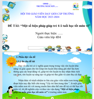 POWERPOINT BÁO CÁO “Một số biện pháp giúp trẻ 4-5 tuổi học tốt môn vẽ” NĂM 2023-2024