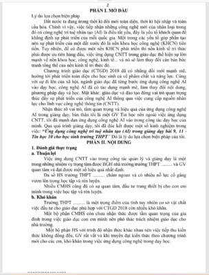 WORD SÁNG KIẾN KINH NGHIỆM “Ứng dụng công nghệ trí tuệ nhân tạo (AI) trong giảng dạy bài 9, 11 – Tin học 10 cho học sinh trường THPT” SÁCH KẾT NỐI TRI THỨC NĂM 2023-2024 * KHÔNG CÓ TRÊN MẠNG