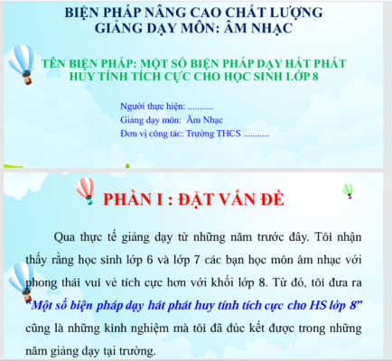 WORD + POWERPOINT SÁNG KIẾN KINH NGHIỆM MÔN ÂM NHẠC LỚP 8 SÁCH KẾT NỐI TRI THỨC NĂM 2024-2025