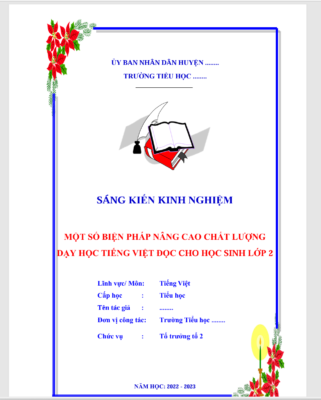WORD Một số biện pháp nâng cao  chất lượng dạy học Tiếng Việt đọc cho học sinh lớp 2 sách kết nối tri thức NĂM 2023 * KHÔNG CÓ TRÊN MẠNG