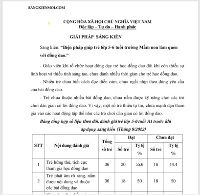 WORD “Biện pháp giúp trẻ lớp 5-6 tuổi trường Mầm non làm quen với đồng dao.” NĂM 2023