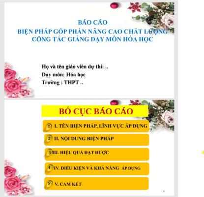 WORD + POWERPOINT : “Một số giải pháp nhằm tạo hứng thú học tập môn Hóa học cho học sinh thông qua hoạt động mở đầu cấp THPT”. NĂM 2023