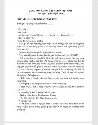 WORD “Một số biện pháp giáo dục kĩ năng sống cho học sinh lớp 1 thông qua tiết Sinh hoạt lớp” THEO CHƯƠNG TRÌNH GDPT 2018 NĂM 2023-2024 * KHÔNG CÓ TRÊN MẠNG