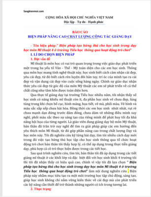 WORD + POWERPOINT Sáng kiến kinh nghiệm mĩ thuật lớp 4 CHỦ ĐỀ HOẠT ĐỘNG TRÒ CHƠI” NĂM 2024  theo chương trình GDPT 2018