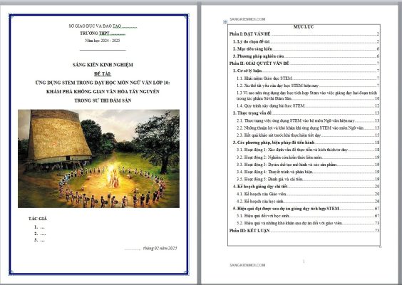 WORD SÁNG KIẾN KINH NGHIỆM ỨNG DỤNG STEM TRONG DẠY HỌC MÔN NGỮ VĂN LỚP 10 NĂM 2025