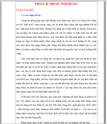 WORD Sáng kiến kinh nghiệm khoa học lớp 4 chủ đề tạo hứng thú giúp học sinh KNTT năm 2025-2026