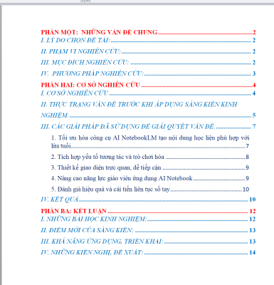WORD Skkn tự nhiên xã hội lớp 1 Chủ đề: sổ tay, AI Notebook LM, học tập thông minh Chương trình GDPT 2018 NĂM 2025-2026