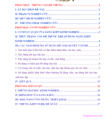 WORD Sáng kiến kinh nghiệm môn toán lớp 1 chủ đề tạo hứng thu cho học sinh năm 2025 – 2026 mới nhất