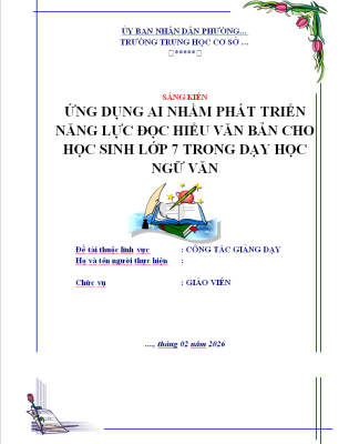 WORD Sáng kiến kinh nghiệm ngữ văn 7 mới nhất năm 2026 CHỦ ĐỀ; ỨNG DỤNG TRÍ TUỆ NHÂN TẠO AI