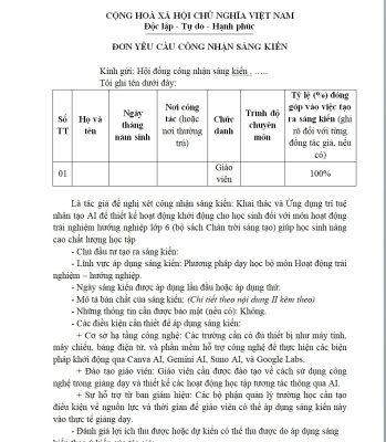 WORD Sáng kiến kinh nghiệm môn hoạt động trải nghiệm lớp 6 NĂM 2026 CHỦ ĐỀ: các biện pháp khởi động qua Canva AI, Gemini AI, Suno AI, và Google Labs SÁCH CHÂN TRỜI SÁNG TẠO