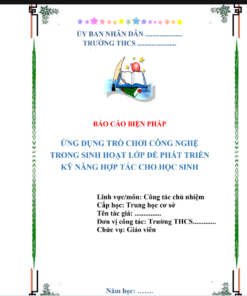WORD + POWERPOINT Sáng kiến kinh nghiệm môn KHTN 7 NĂM 2026 CHỦ ĐỀ: ỨNG DỤNG TRÒ CHƠI CÔNG NGHỆ